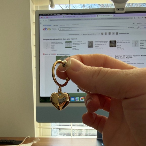 Cabi Lockheart Earrings - Gold Heart Hoop Earrings - Picture 2 of 2